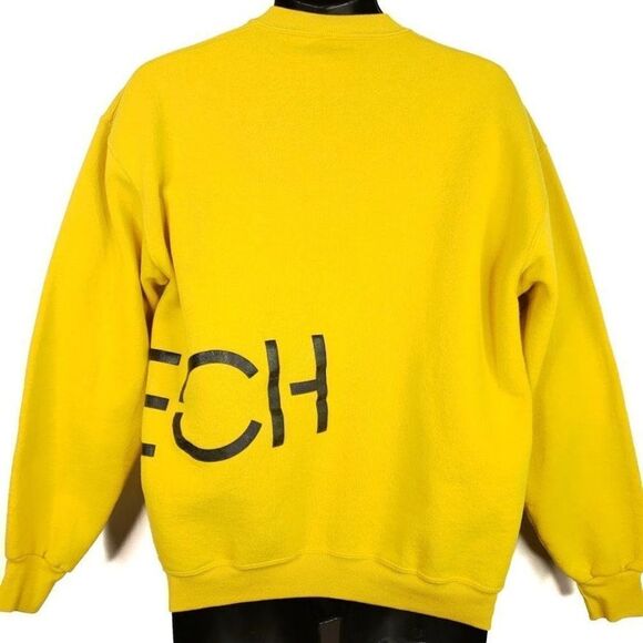 Georgia Tech Yellow Jackets Sweatshirt Vintage 80s GA Spellout Wraparound Print - Picture 7 of 10